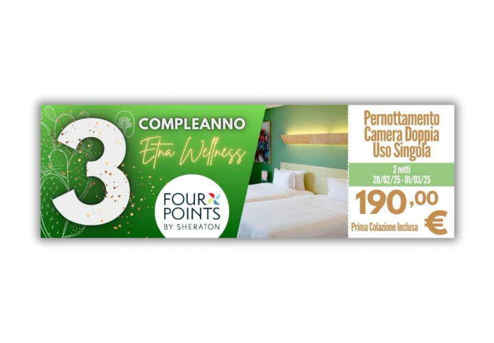 3° Compleanno Etna Wellness - Pernottamento Camera Doppia uso Singola 2 Notti